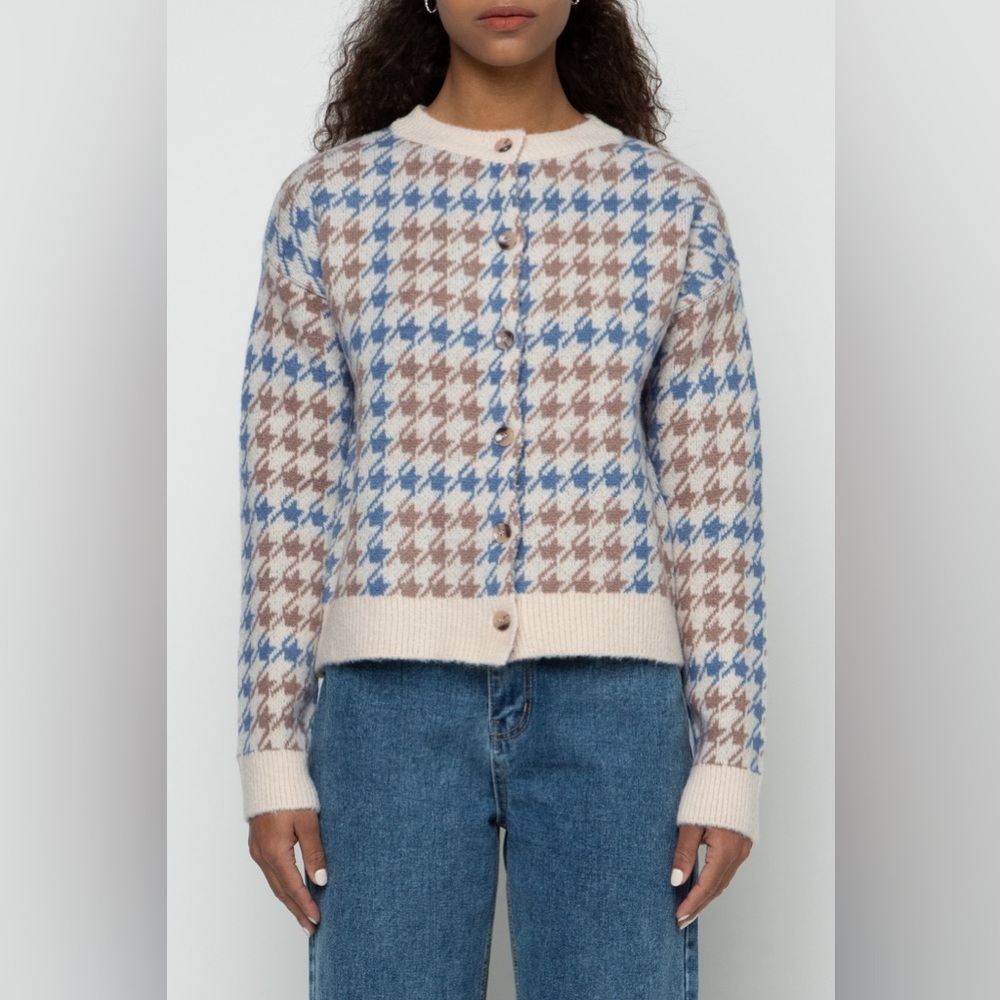 Oak + Fort houndstooth Cardigan medium